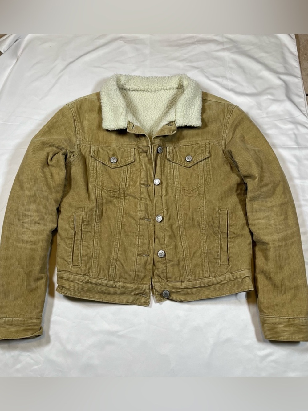 John Galt Brandy Melville Corduroy Trucker Jacket Women OS Sherpa Fleece Y2k